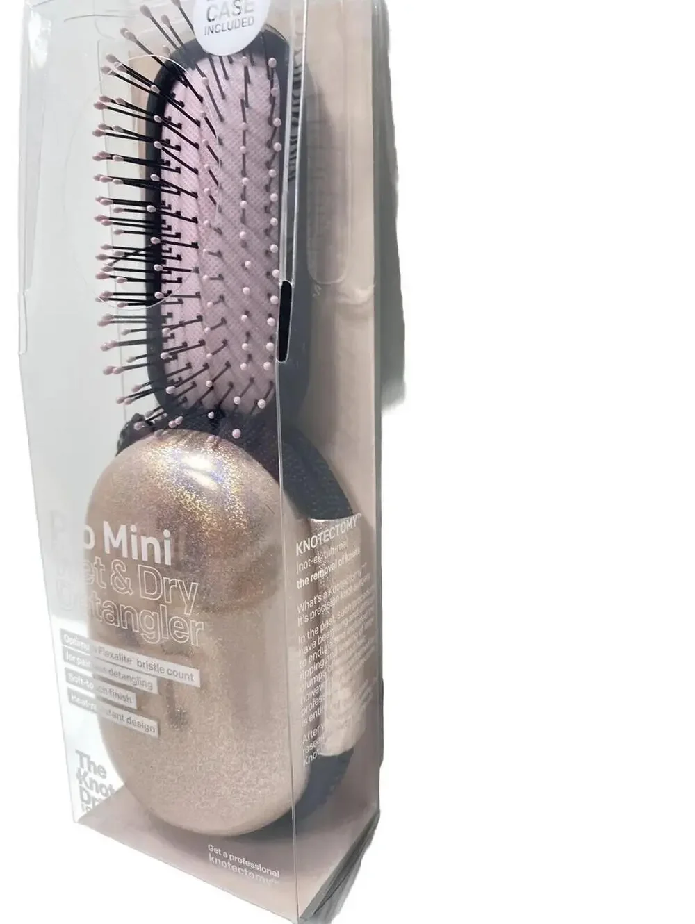 Conair Knot Dr Pro Mini Wet Dry Hair Detangler Brush with Carry Case